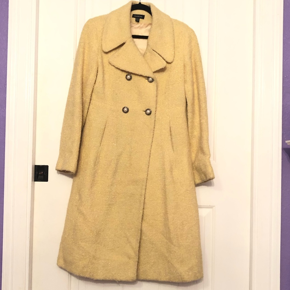 bebe Yellow Floor Length Coat Size M